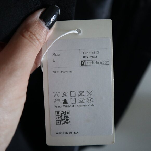 Halara satin midi dress, black, L - elegant women's office cocktail dress - Picture 7 of 7